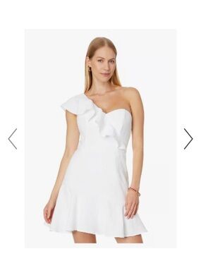 Lilly Pulitzer One-Shoulder Ruffle Romper Dress in White